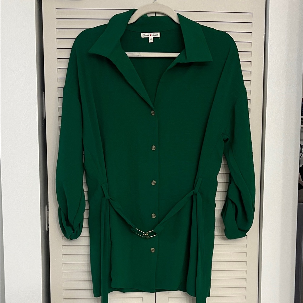 New York & Company Emerald Button-Down Shirt